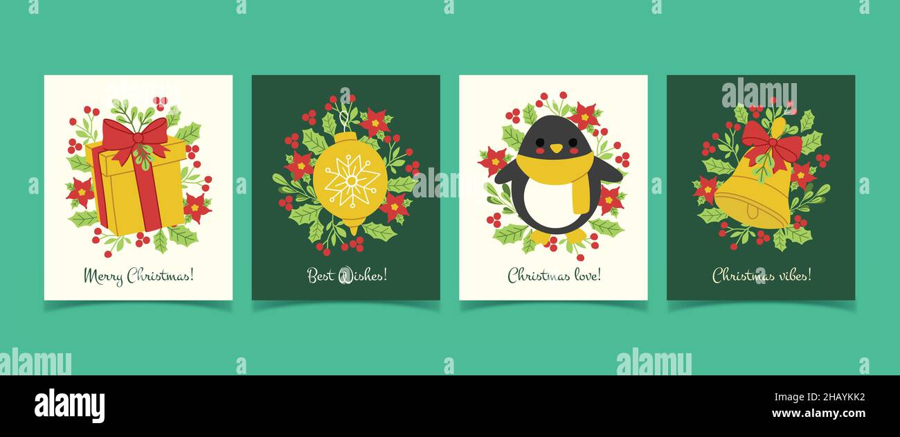 hand drawn christmas cards template vector design illustration Stock