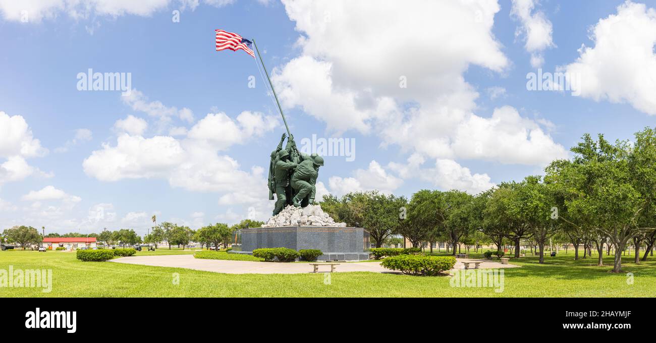 Harlingen, Texas, USA June 24, 2021 The Iwo jima War Memorial at the