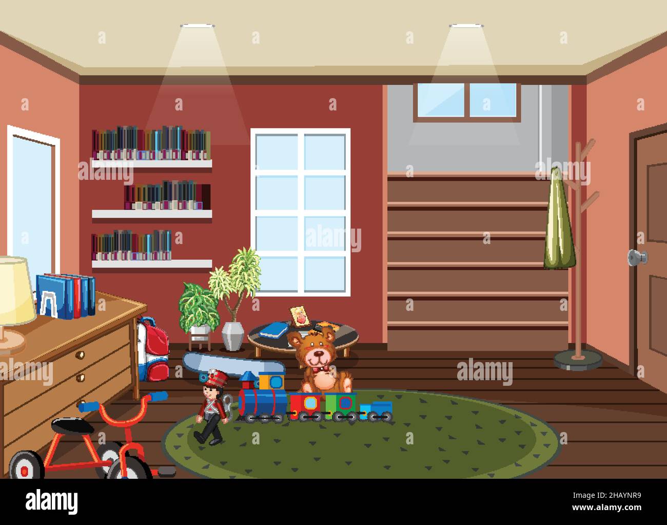 Living room background with children toys illustration Stock Vector ...