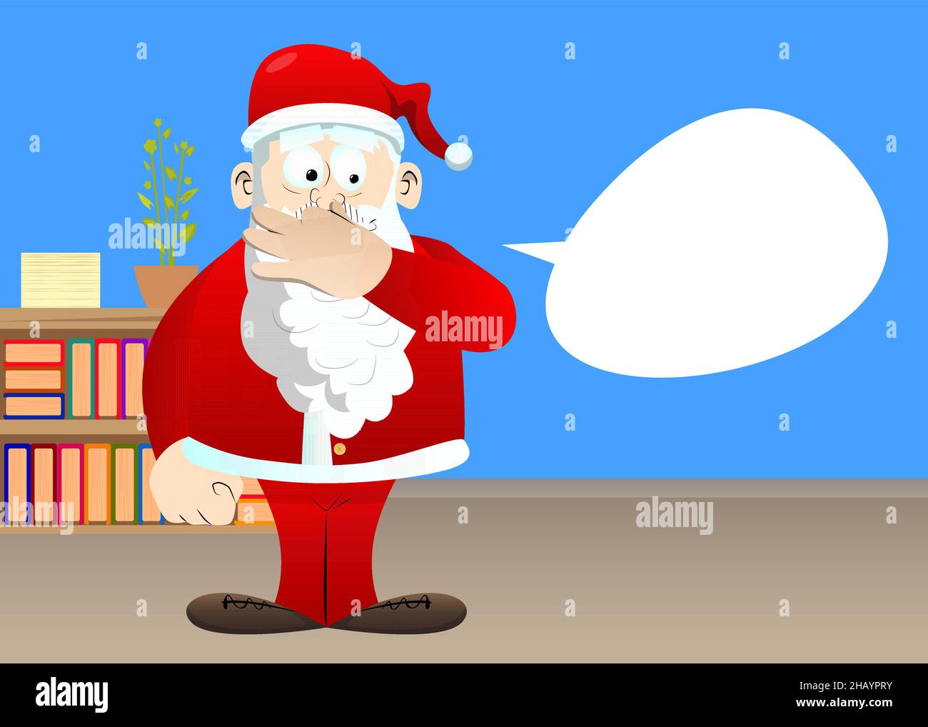 Santa Claus in his red clothes with white beard holding his nose because of a bad smell. Vector cartoon character illustration. Stock Vector