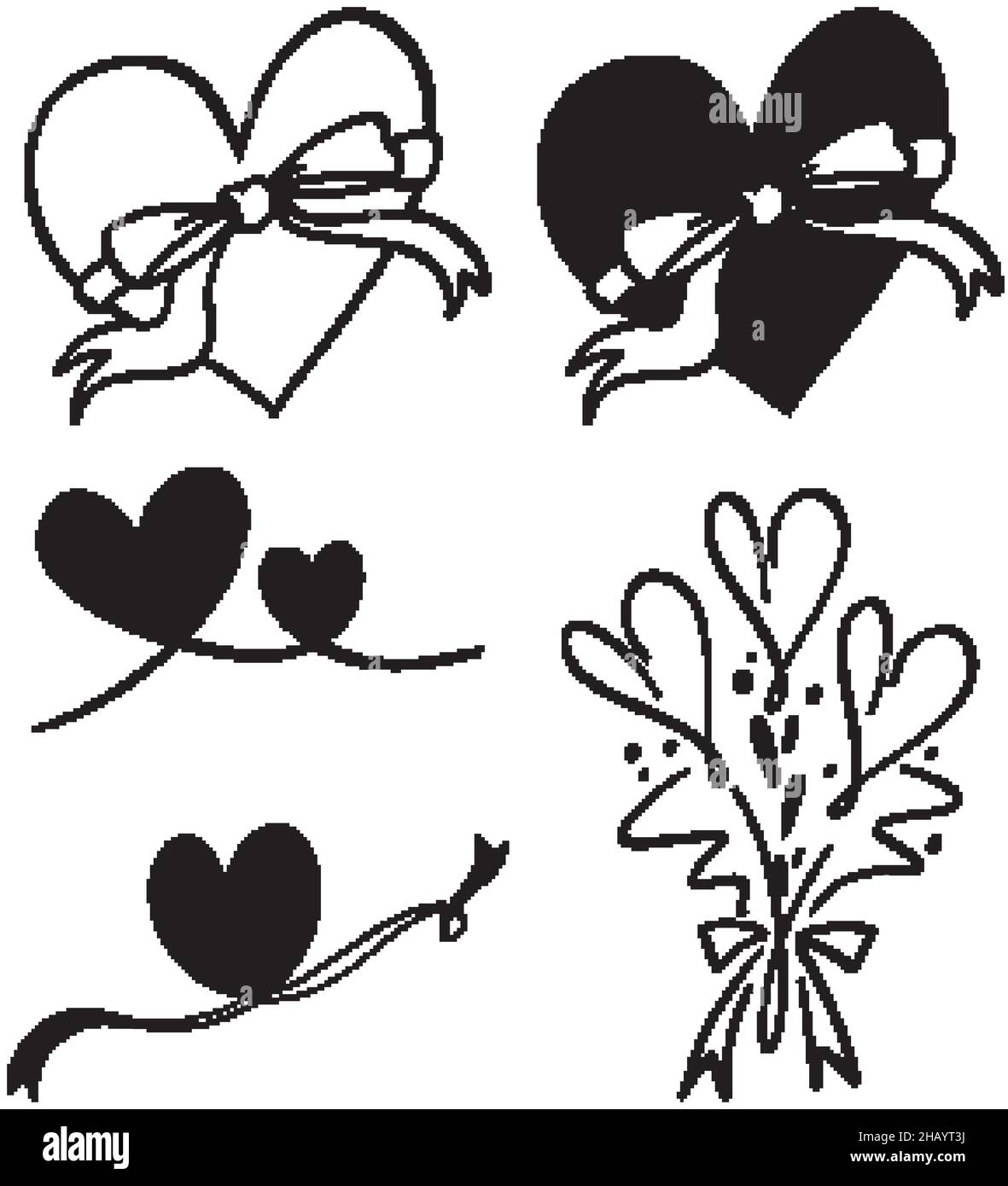 Set of different hearts in doodle style illustration Stock Vector Image ...