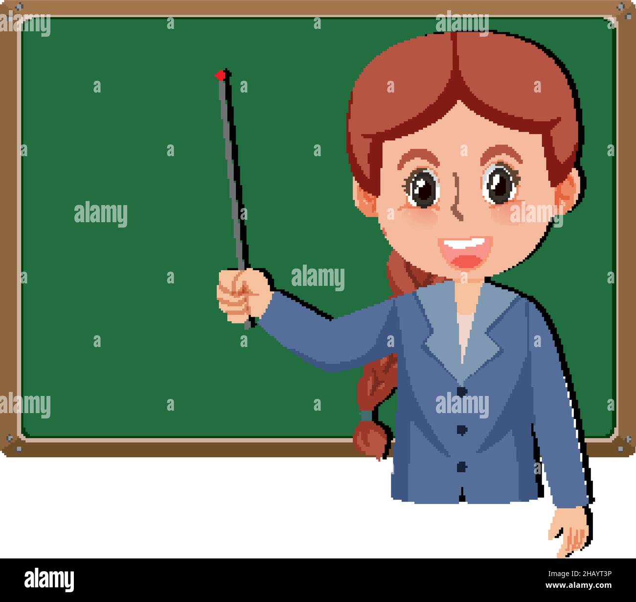 Young woman teacher teaching cartoon character illustration Stock ...