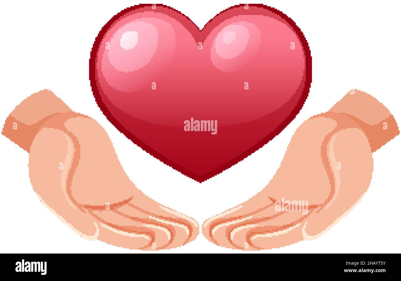 Glossy heart with two hands illustration Stock Vector Image & Art Alamy