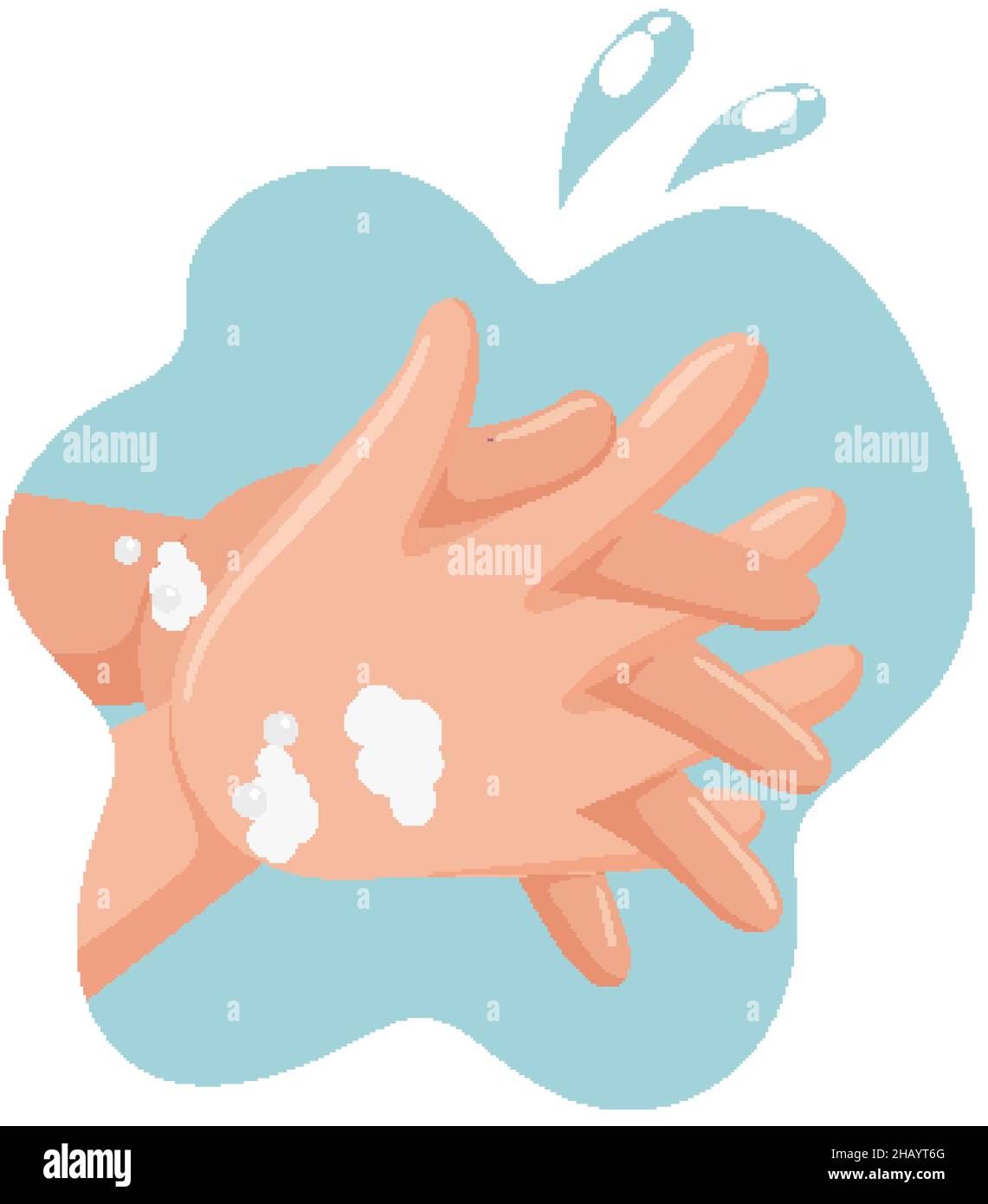 Hand washing with foaming hand soap and water illustration Stock Vector ...