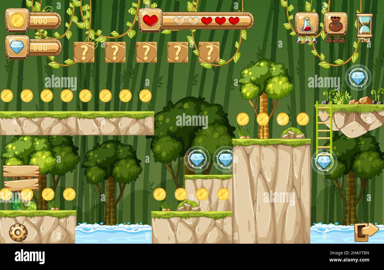 A Game Template Jungle Scene illustration Stock Vector Image & Art - Alamy
