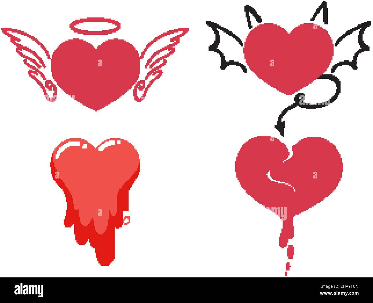 Cute hearts set in different style illustration Stock Vector Image ...