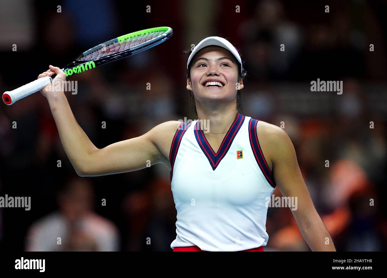 File photo dated 28-11-2021 of Emma Raducanu. Raducanu’s spectacular US Open triumph was the highlight of the 2021 season, winning all 10 matches in straight sets. It was at Wimbledon that Raducanu showed the British public and the tennis world what a special talent she is, reaching the fourth round with displays of poise and intelligence that belied her lack of experience. Ranked 338 at the start of the Championships, Raducanu finished the year as only the fifth British woman to make it into the world’s top 20 despite playing in just 10 tournaments. Issue date: Thursday December 16, 2021. Stock Photo