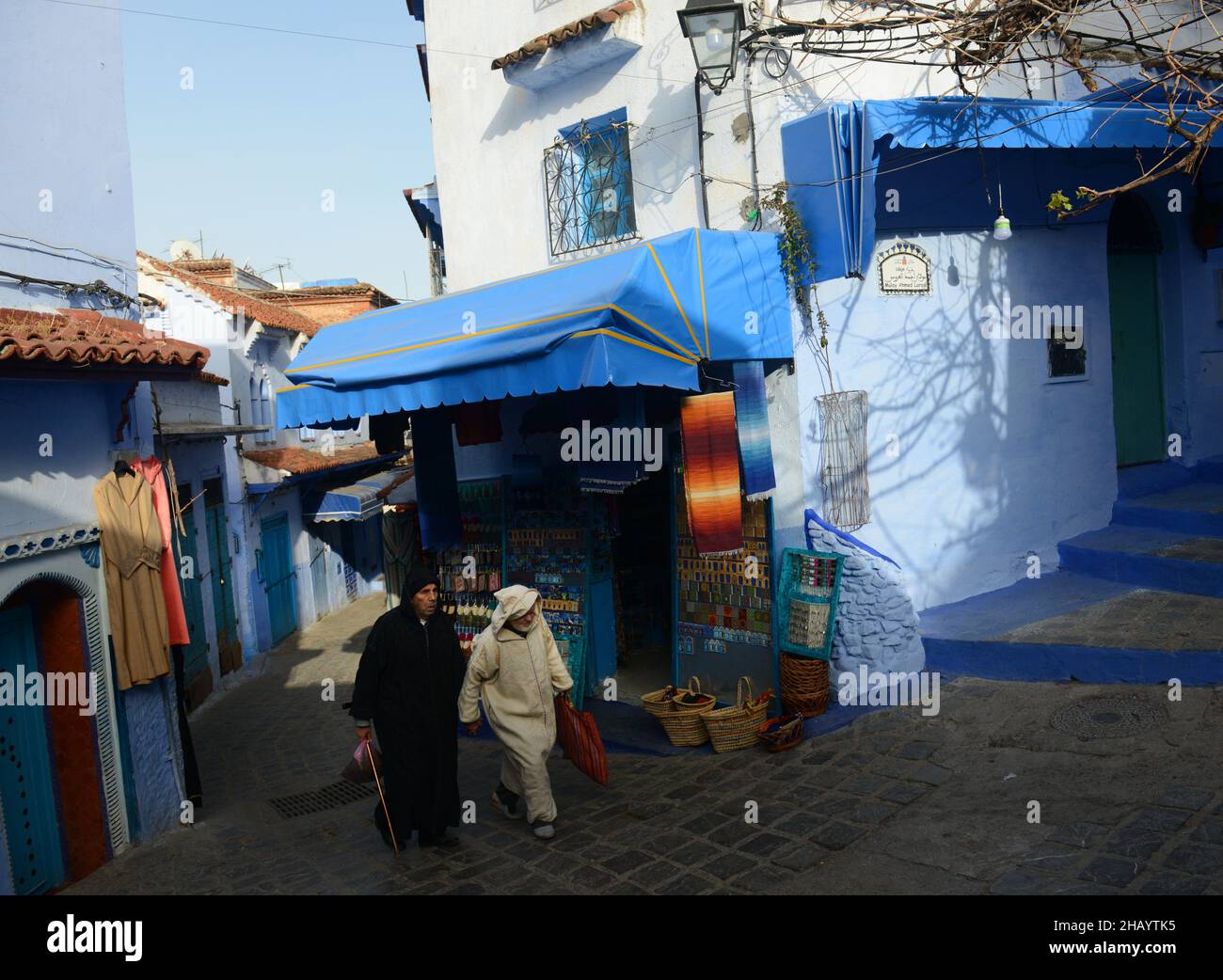 Traditionally blue painted houses in the medina of Chefchaouen in the