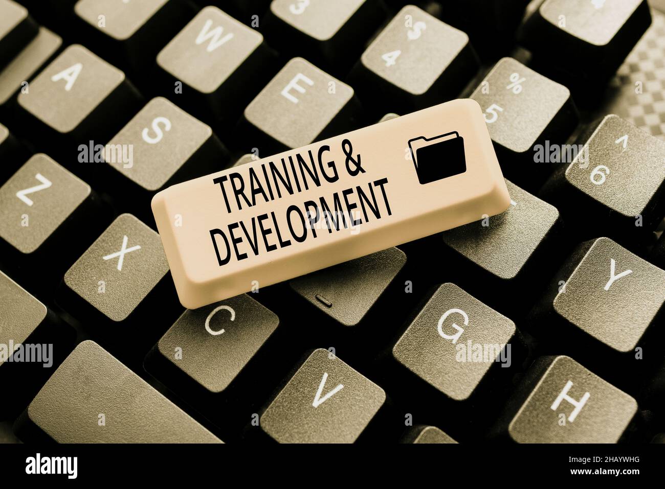 Text caption presenting Training And Development. Concept meaning