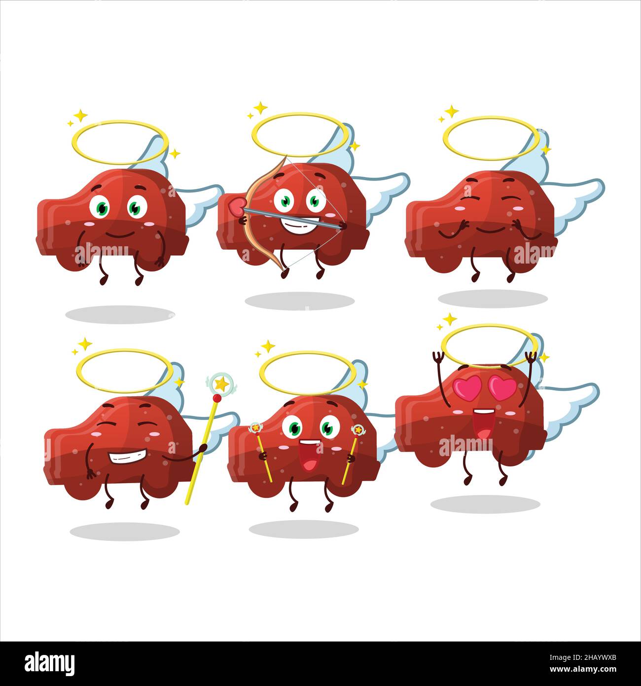 Red Car Gummy Candy Cartoon Designs As A Cute Angel Character Vector