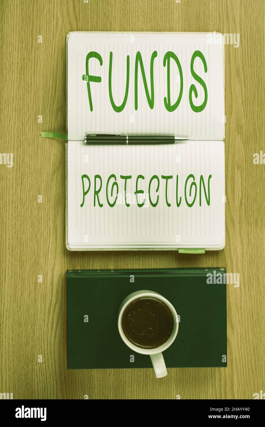 Text caption presenting Funds Protection. Business concept promises ...