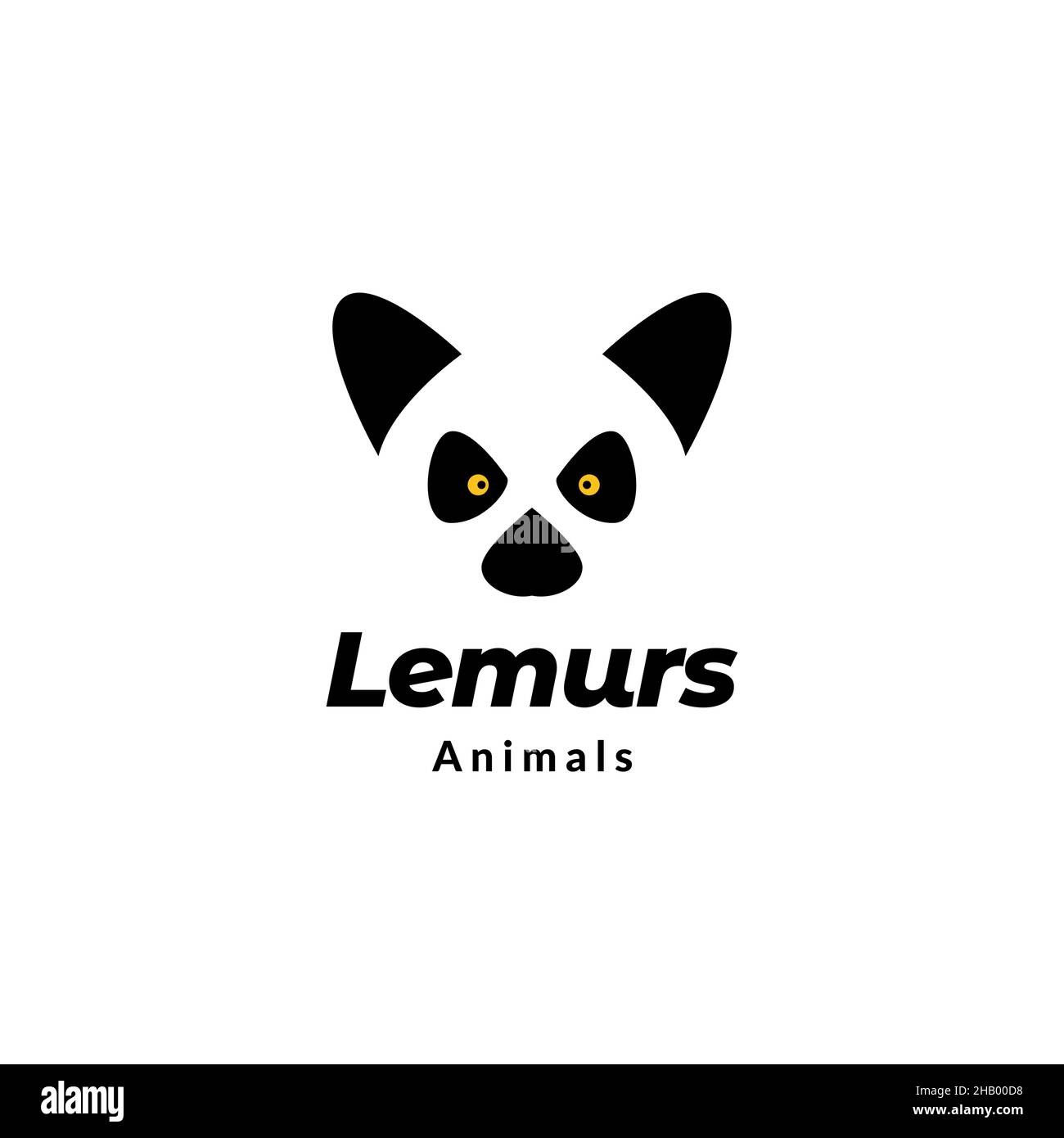face black white lemurs logo design vector graphic symbol icon sign illustration creative idea Stock Vector