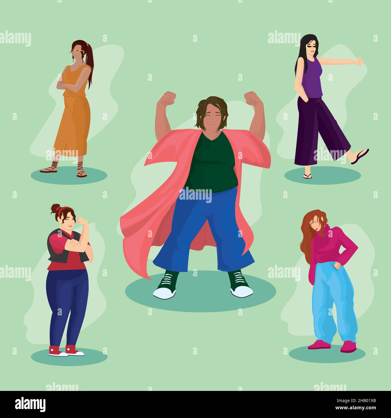 set of five empowered girls Stock Vector Image & Art Alamy