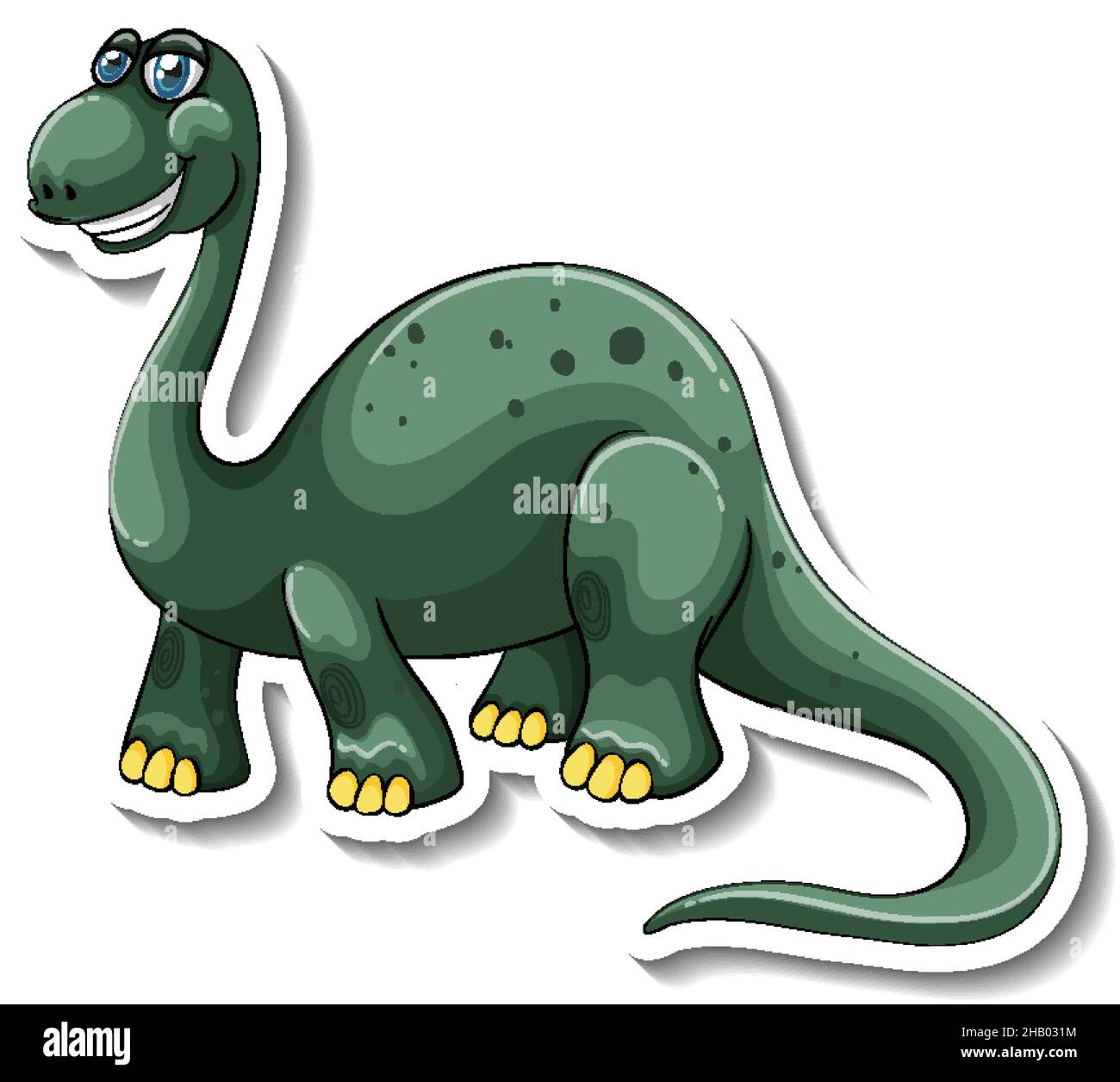 Brachiosaurus dinosaur cartoon character sticker illustration Stock Vector  Image & Art - Alamy