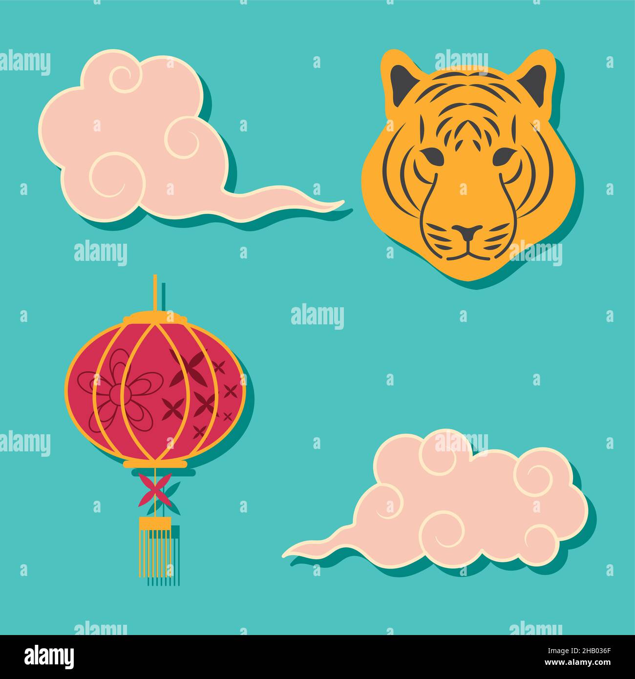 decorative chinese icon set design Stock Vector Image & Art - Alamy