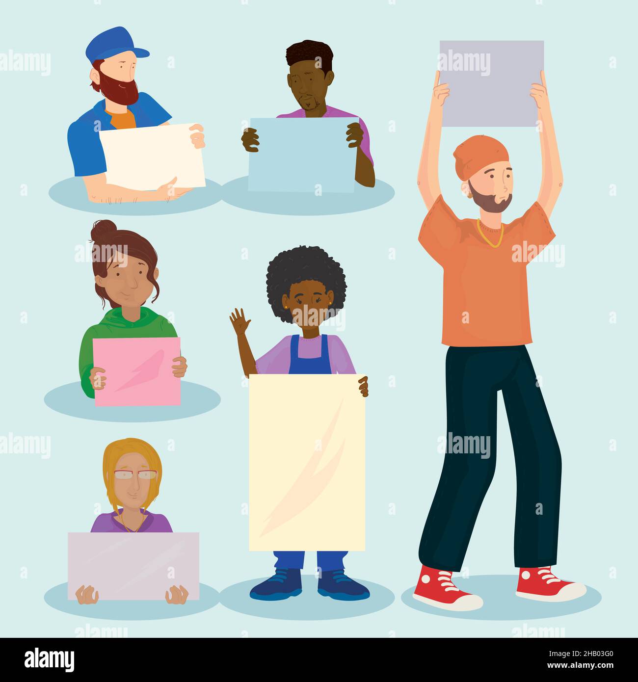 group of people holding banners Stock Vector Image & Art - Alamy