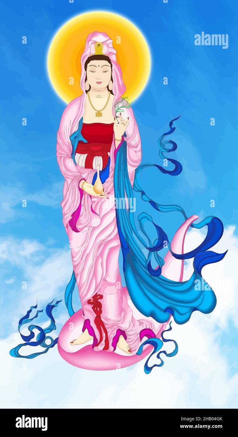 Avalokitesvara Bodhisattva chinese culture holy illustration Stock Photo