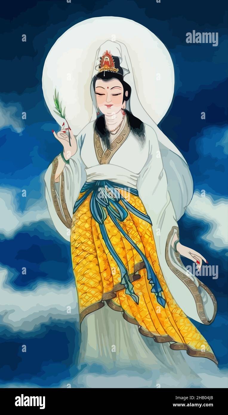 Avalokitesvara Bodhisattva chinese culture holy illustration Stock Photo