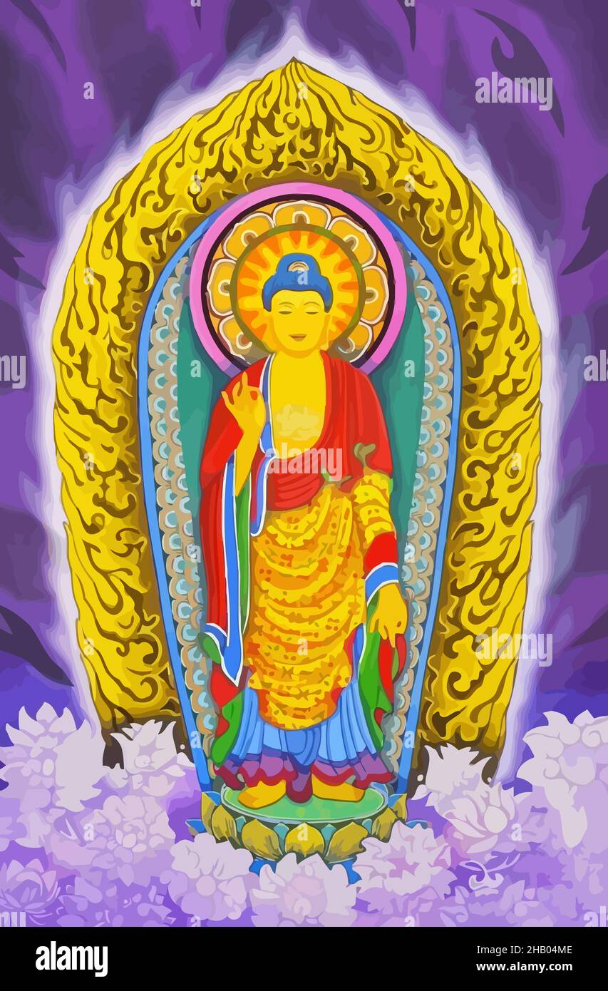 buddha  peace wisdom meditating  enlighted position illustration Stock Photo