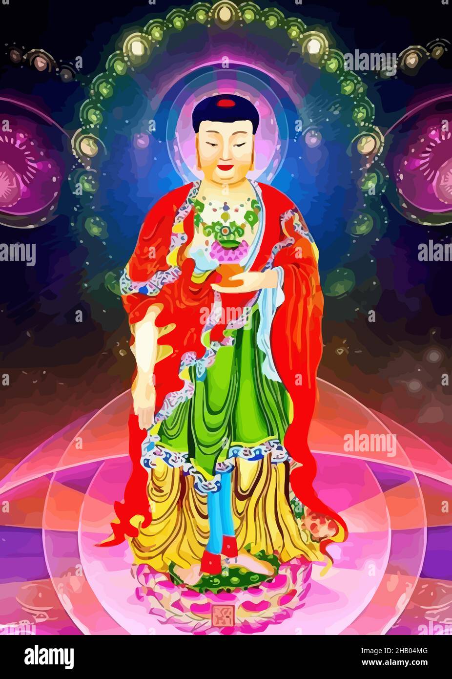 buddha  peace wisdom meditating  enlighted position illustration Stock Photo