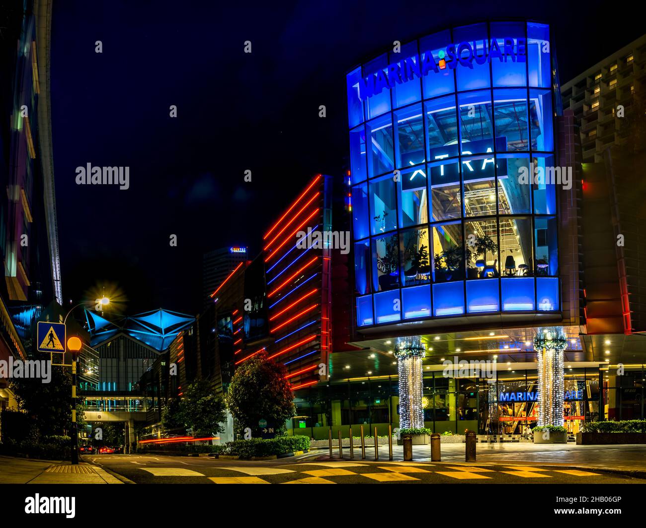 Marina Square shopping mall light up at night Stock Photo Alamy