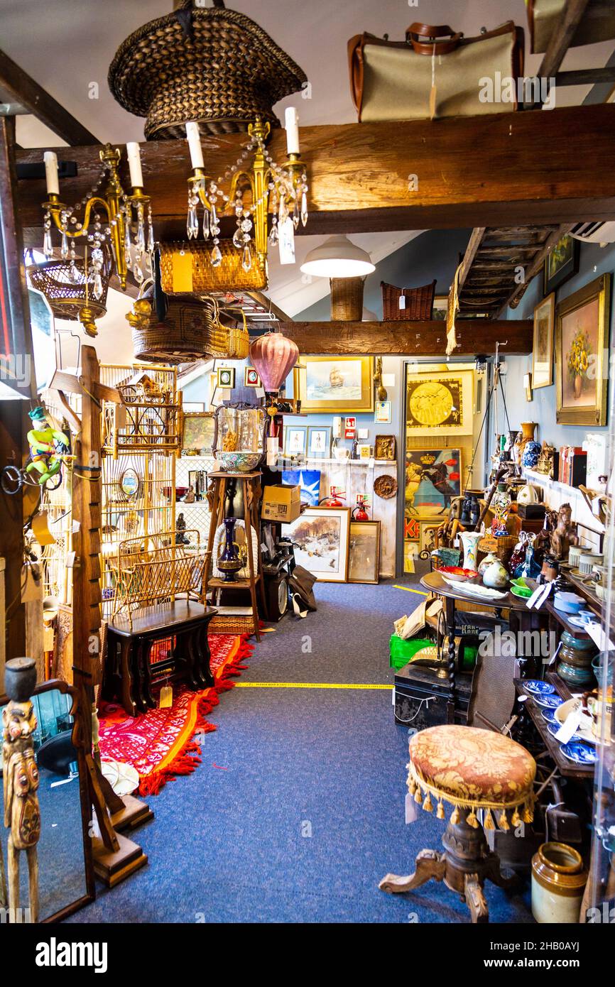 Selection of vintage and retro items at Maltings Antiques shop in Sawbridgeworth, UK Stock Photo