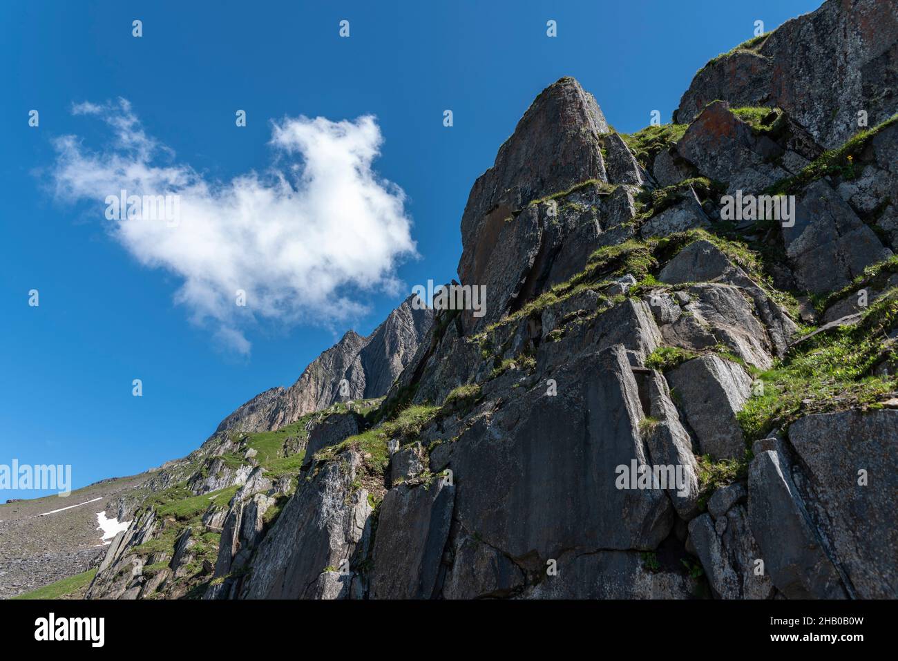 Alpine rocky landscape on the mountain Nufenenstock below the Nufenen Pass, Ulrichen, Valais, Switzerland, Europe Stock Photo