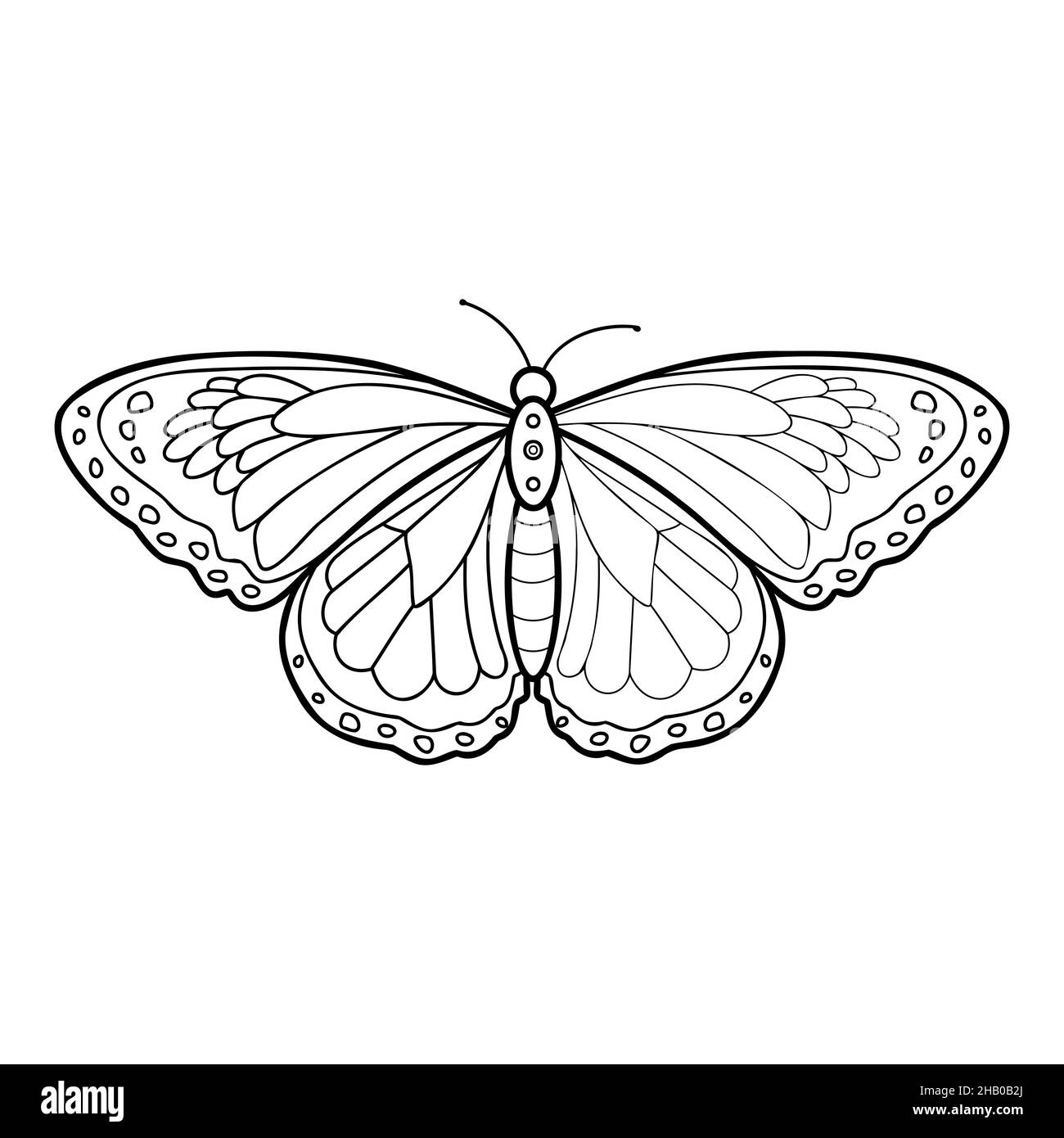 Coloring book or page for kids. Butterfly black and white vector Stock