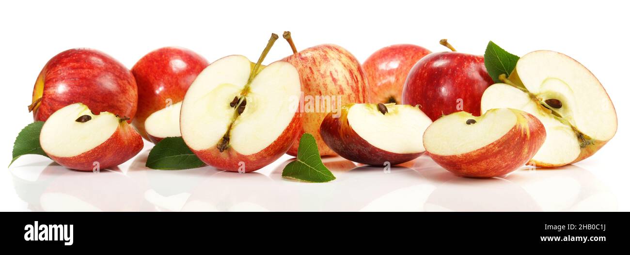 Apples Royal Gala - Panorama on white Background Stock Photo