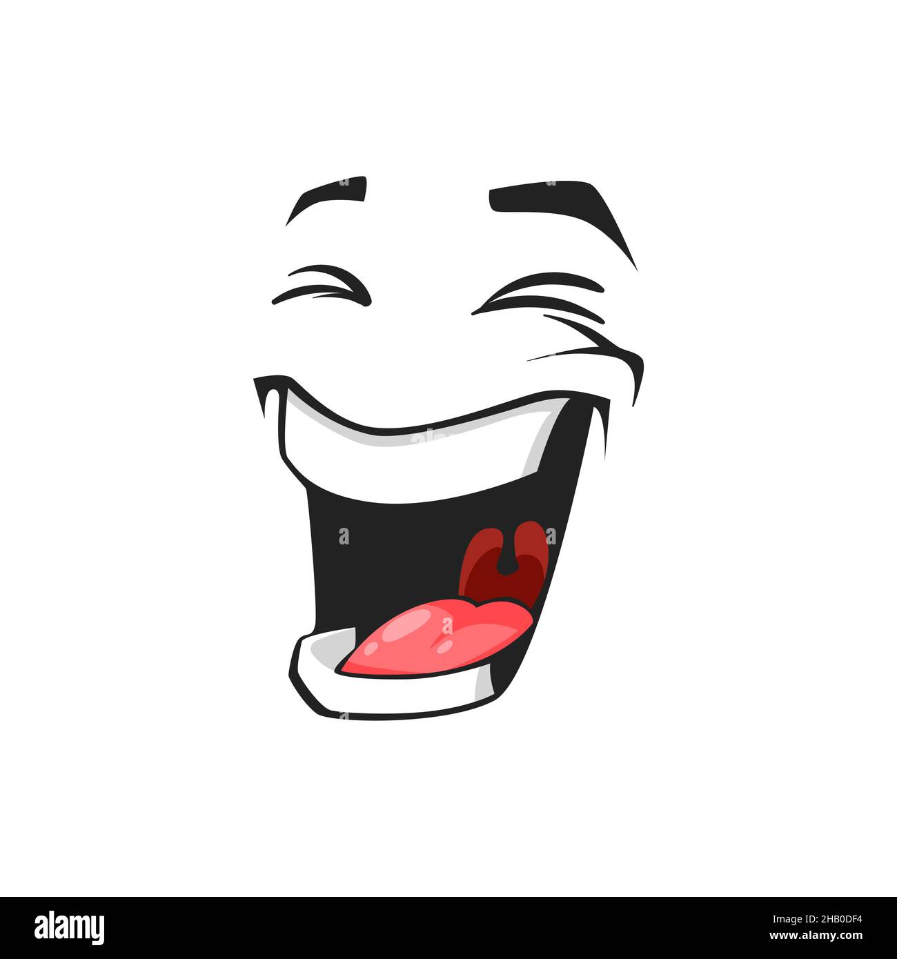 Cartoon laughing face, vector happy emoji, facial expression with wide ...