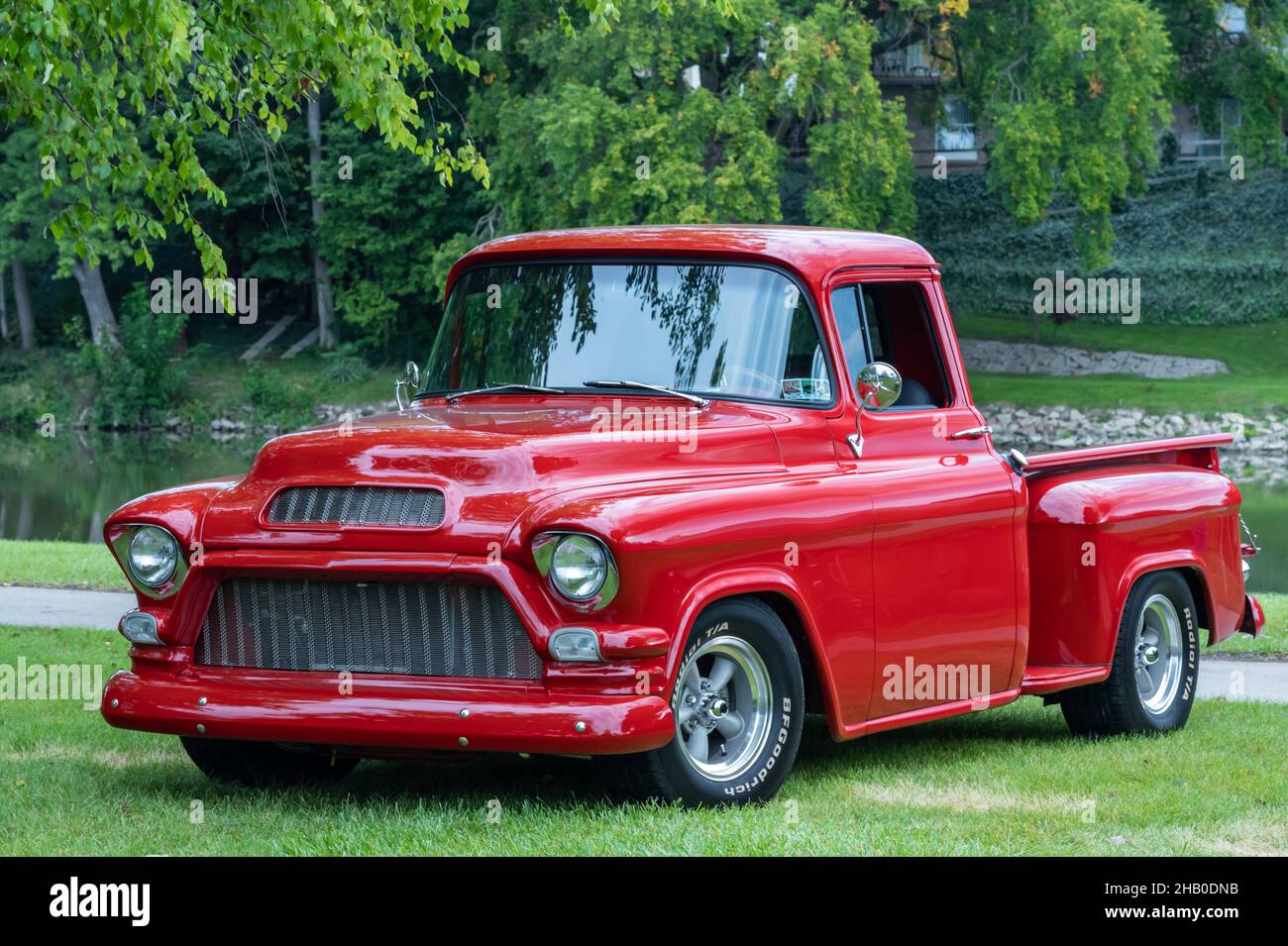 FRANKENMUTH, MI/USA SEPTEMBER 10, 2021 A vintage truck at the Frankenmuth Auto Fest, held in FRANKENMUTH, MI/USA SEPTEMBER 10, 2021 A vintage truck at the Frankenmuth Auto Fest, held in