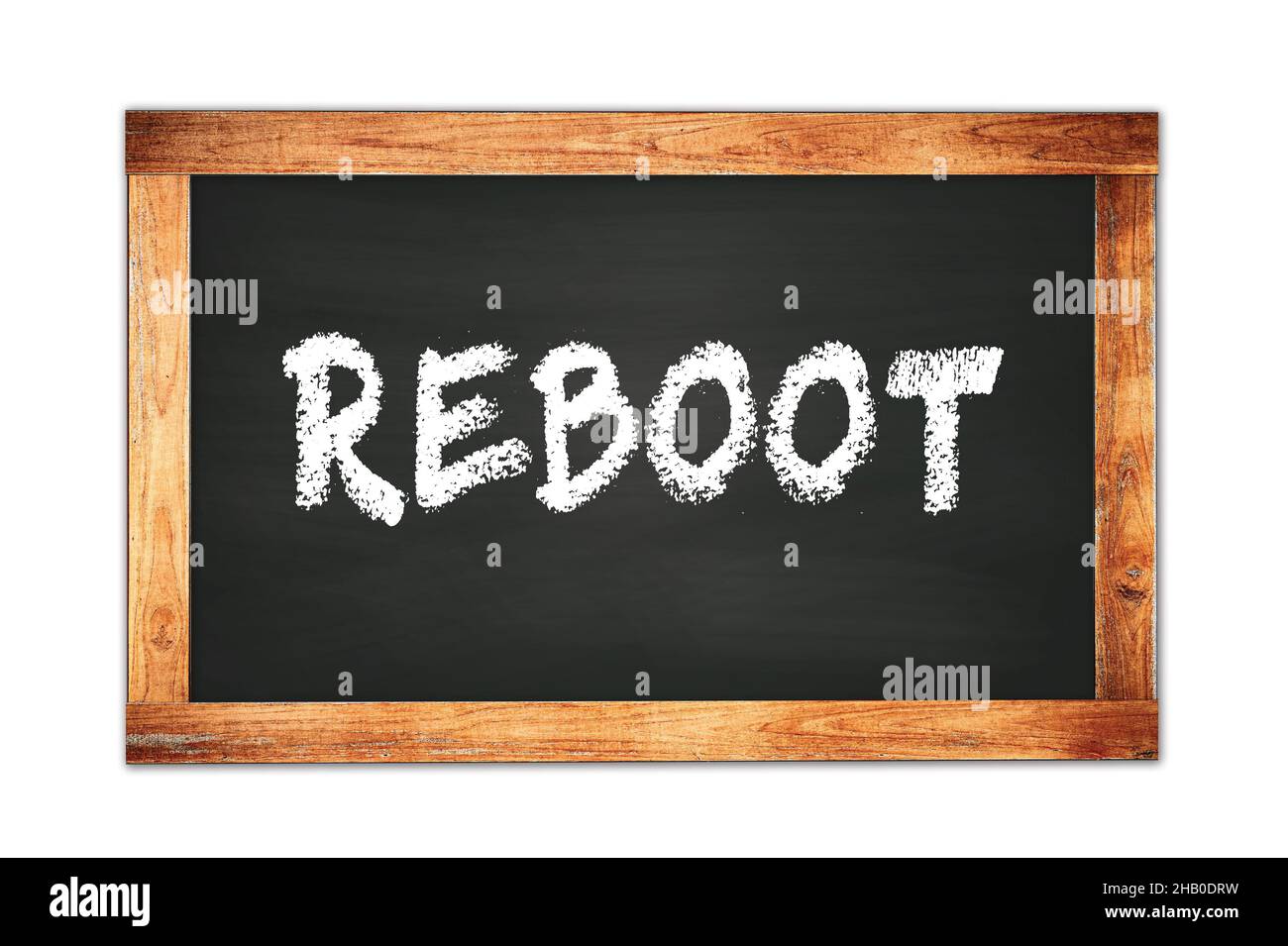 REBOOT text written on black wooden frame school blackboard Stock Photo ...