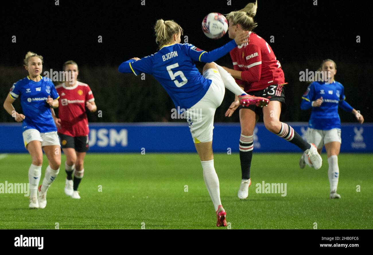 Action during Everton Ladies v Manchester United Ladies football, Barclay’s FA Women’s Continental Tyres Cup, Result Everton 0 Manchester United 2, at Everton Ladies Home ground, Walton Hall Park. Liverpool. Terry Scott Stock Photo