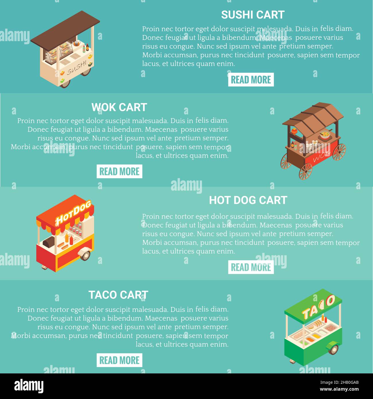 Fast food cart vector horizontal banner set Stock Vector Image & Art