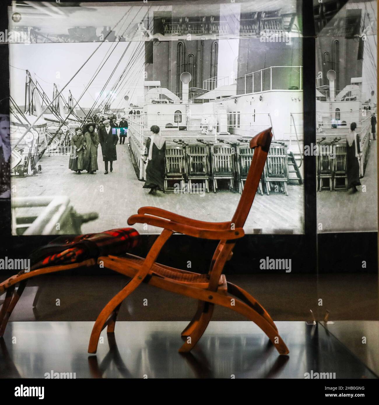 London UK 16 December 2021 Deck Chair , Billed as an emotional experience, Titanic The