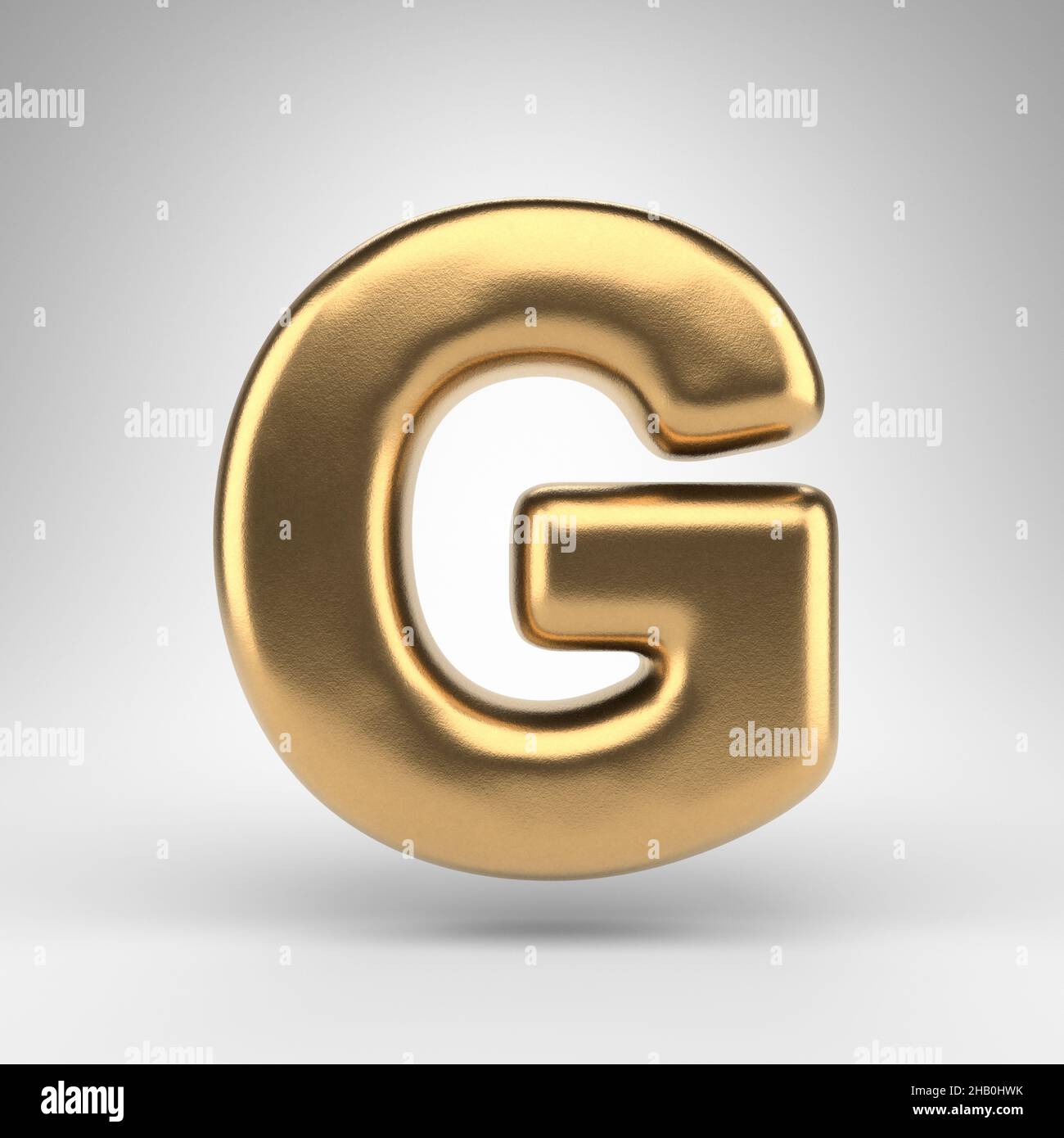 Letter G uppercase on white background. Golden 3D rendered font with ...