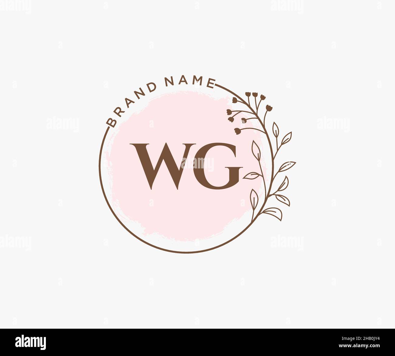 WG feminine logo. Usable for Nature, Salon, Spa, Cosmetic and Beauty Logos. Flat Vector Logo Design Template Element. Stock Vector