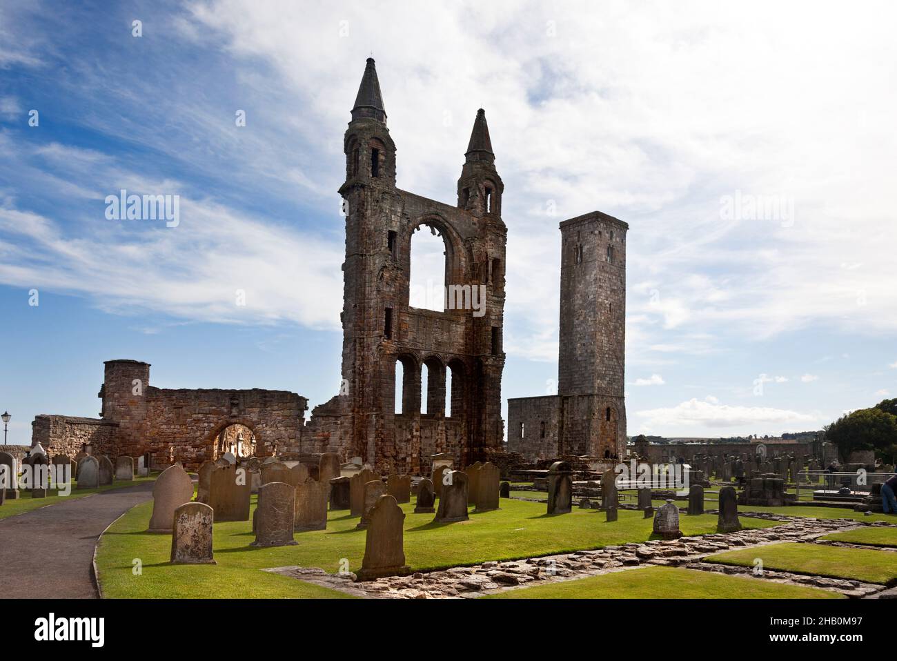 St Andrews, ScotlandSeptember 14, 2013 Tourist visiting Ruin of St