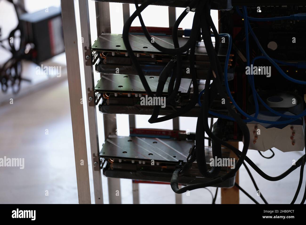 Computer processors or other digital component placed on shelf Stock Photo