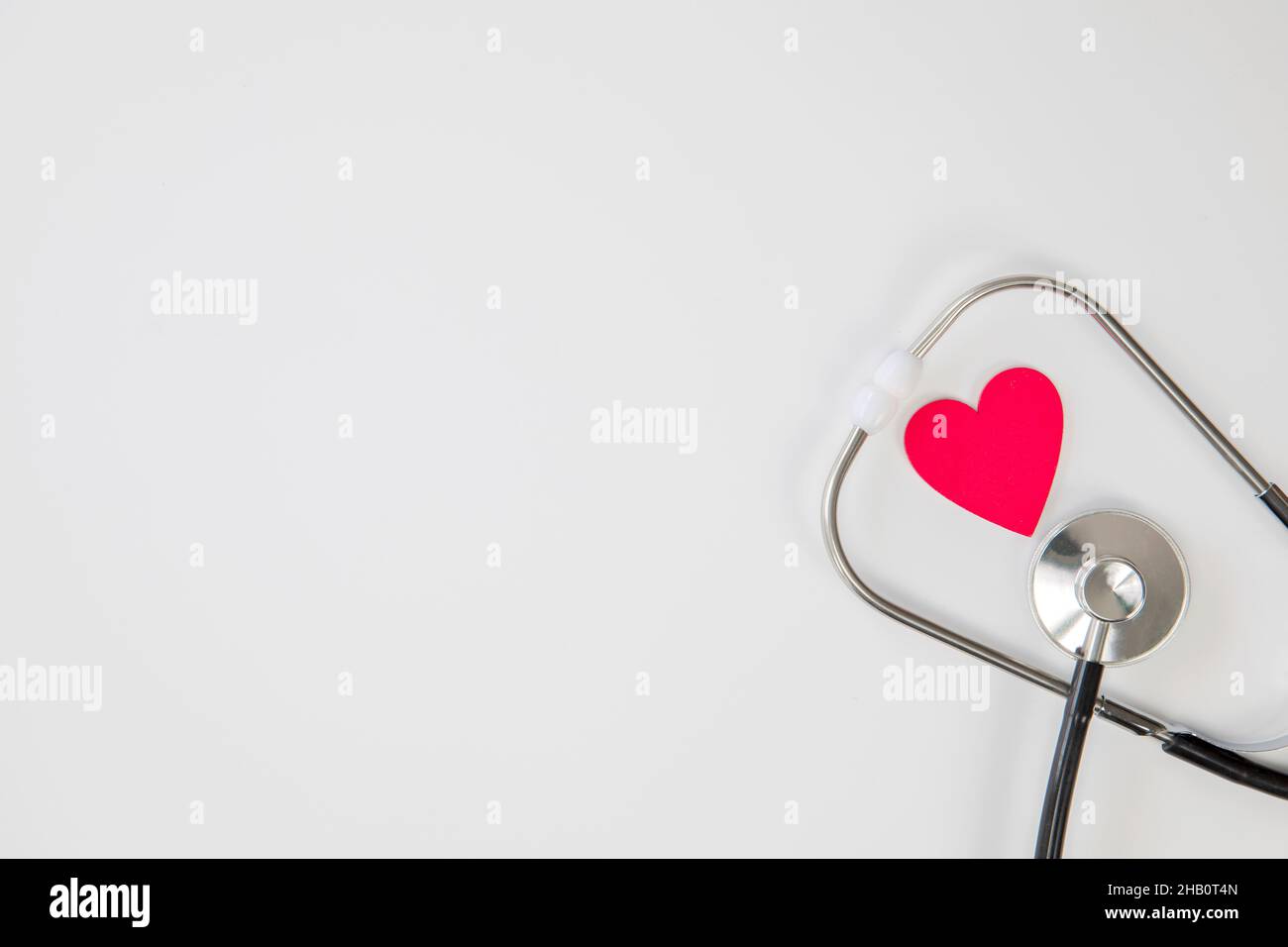 Stethoscope isolated on white background with copy space, top view ...