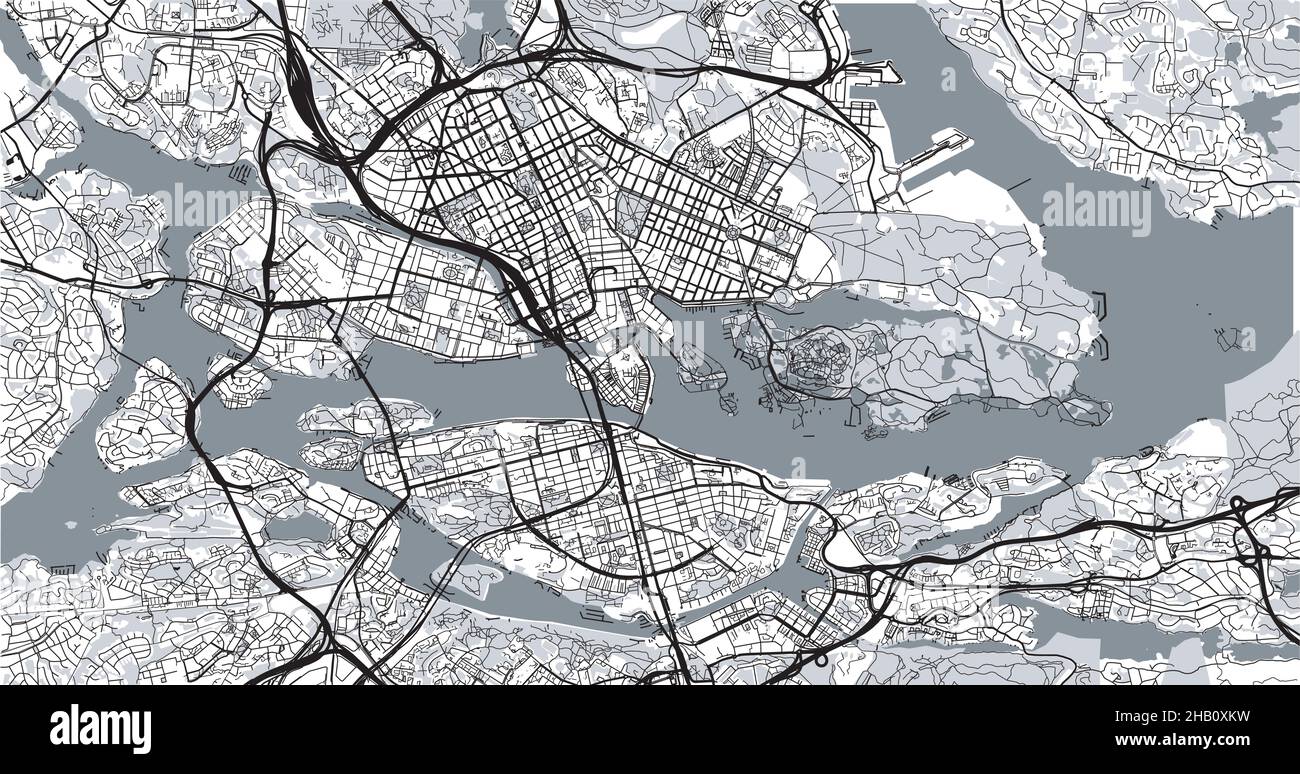 Urban vector city map of Stockholm, Sweden, Europe Stock Vector