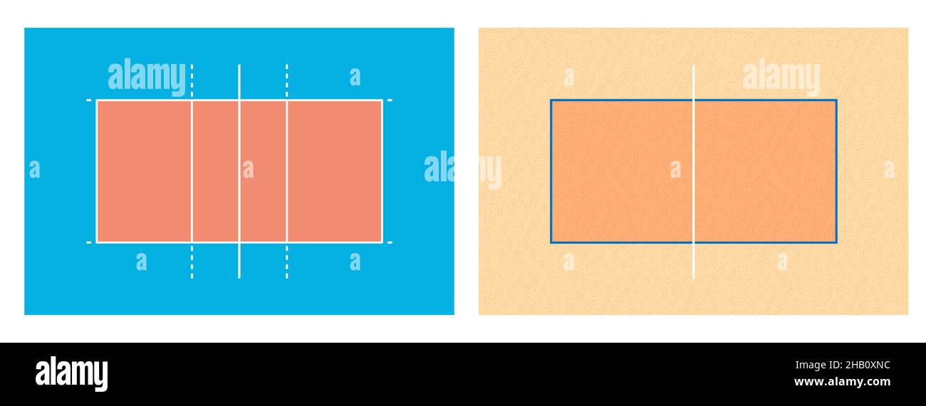 classic and beach VOLLEYBALL sports field markings with lines. Outline