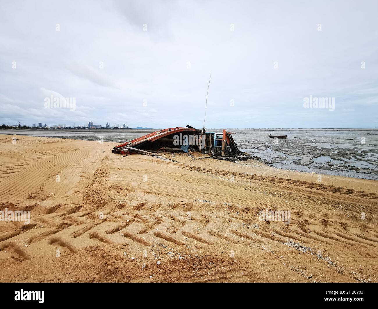 Shipwreck on the beach, Pattaya, Thailand Stock Photo Alamy