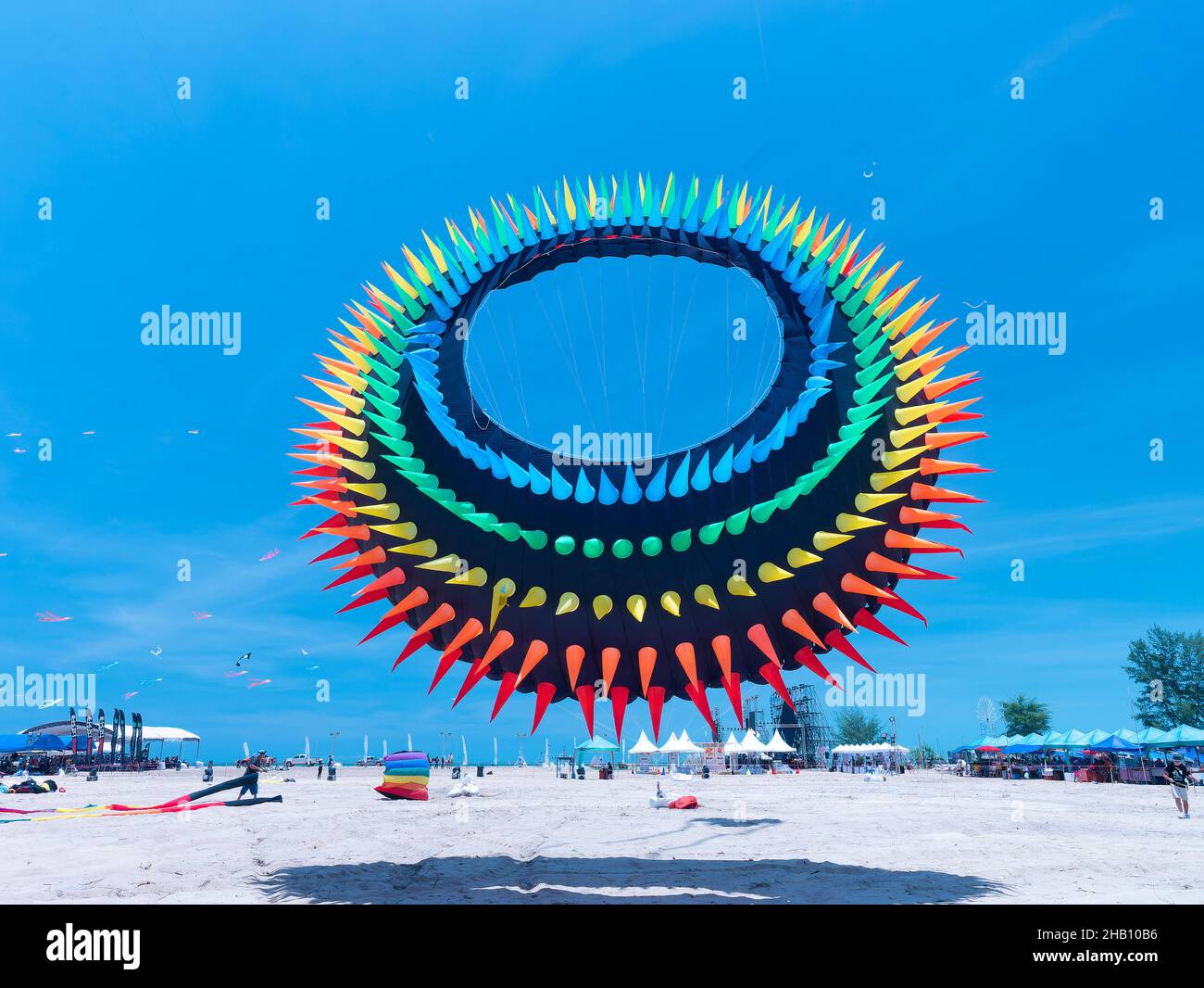 Bole kite at Surat Thani Kite Festival 2021 in Surat Thani, Thailand. Stock Photo