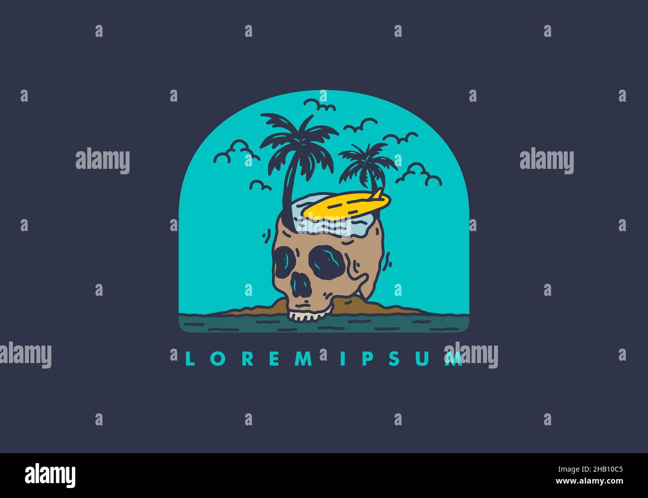 Illustration of skull and surf design Stock Vector Image & Art - Alamy