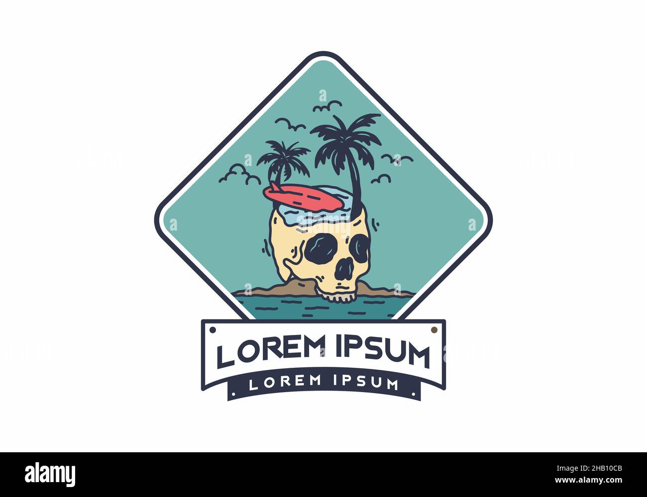 Illustration of skull and surf design Stock Vector Image & Art - Alamy