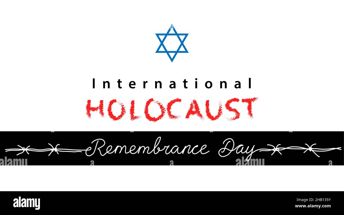 Holocaust Remembrance Day background, banner, poster jewish star and barbed wire Stock Vector