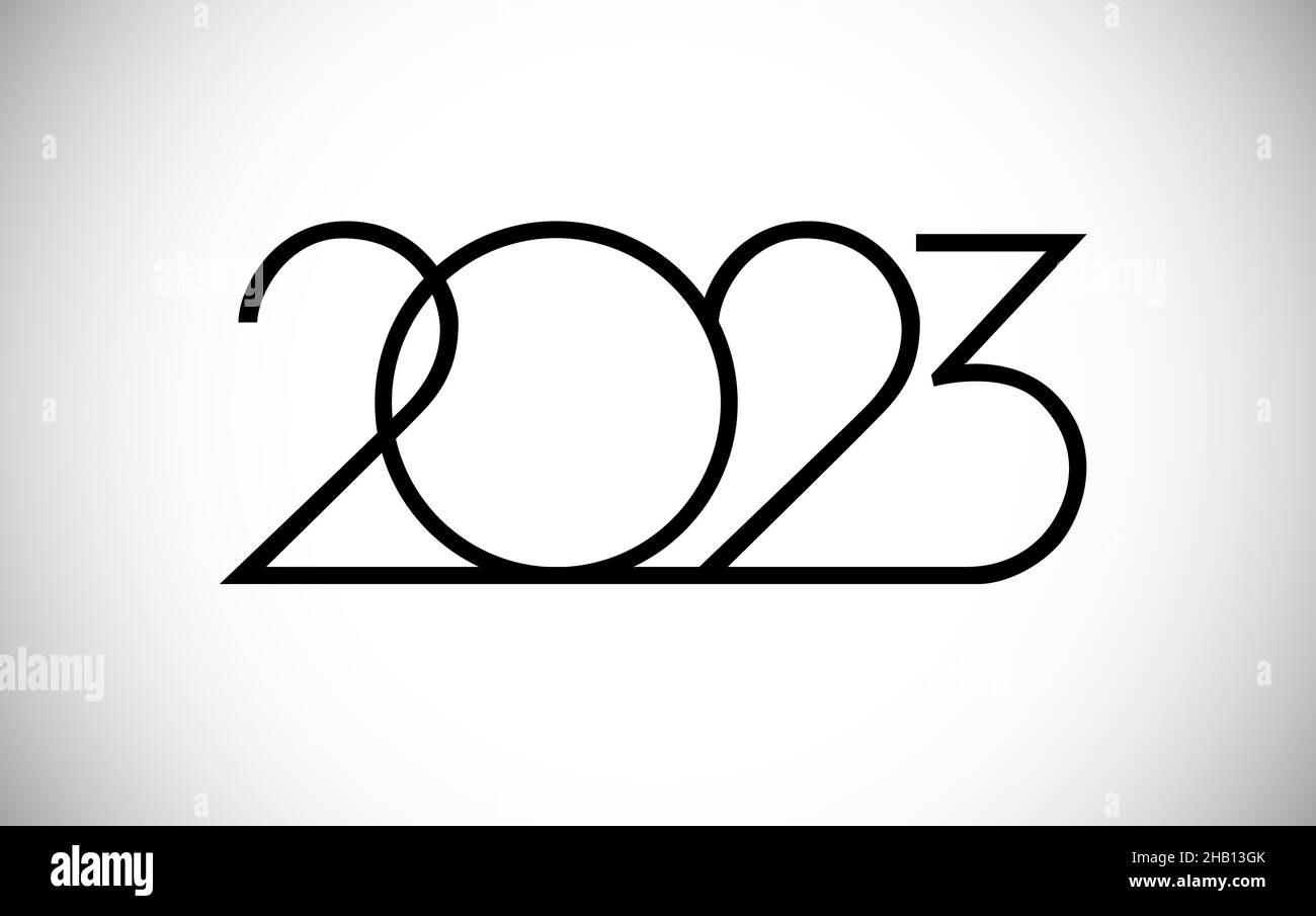 2023 A Happy New Year Congrats Classic Thin Logotype Concept Abstract Isolated Graphic Design Template Digits In Monochrome Style Vector Mask Idea 2HB13GK 