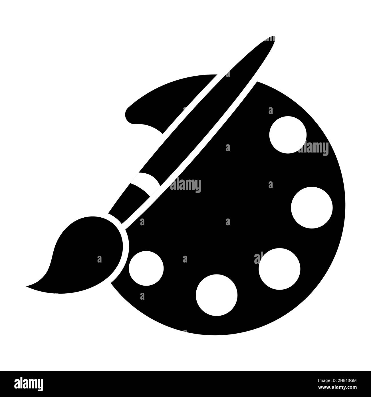 Paint palette and brush icon. Vector illustration isolated on white ...