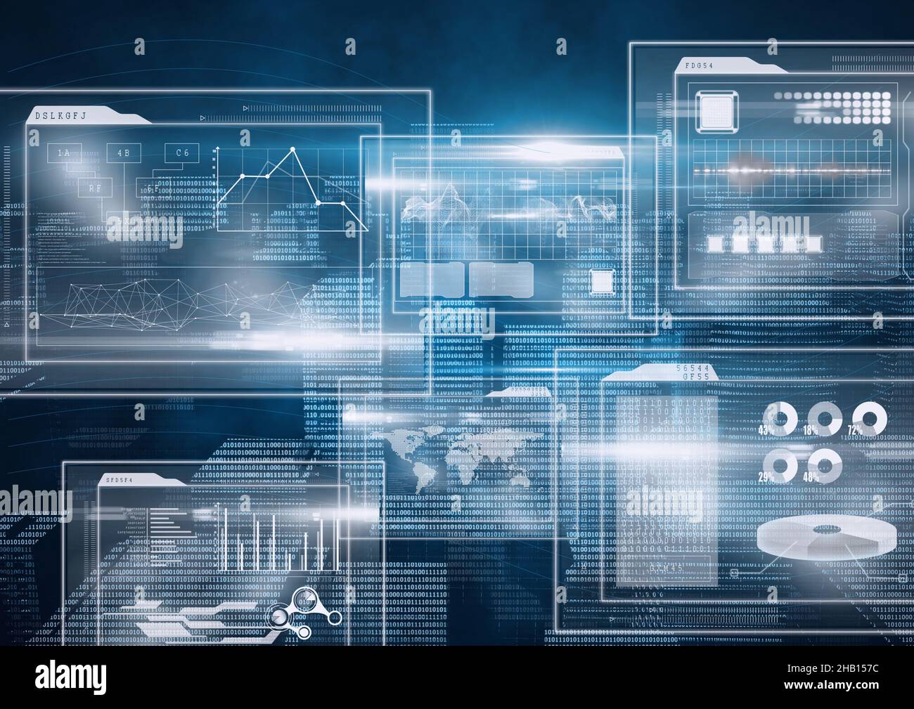 Multiple screens with digital interface with data processing against ...
